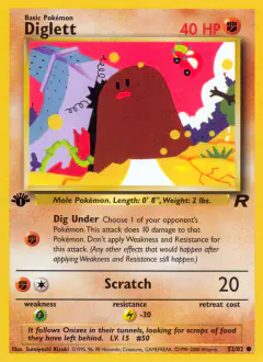 Diglett 52/82 Common card from Team Rocket