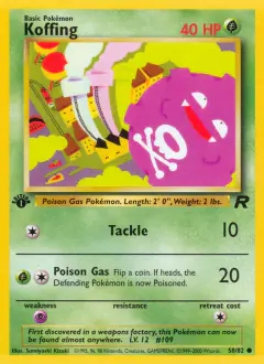Koffing 58/82 Common card from Team Rocket
