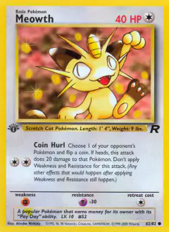 Meowth 62/82 Common card from Team Rocket