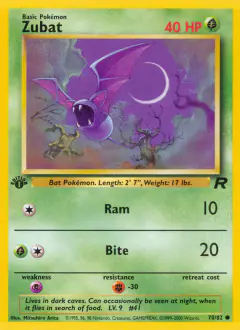 Zubat 70/82 Common card from Team Rocket