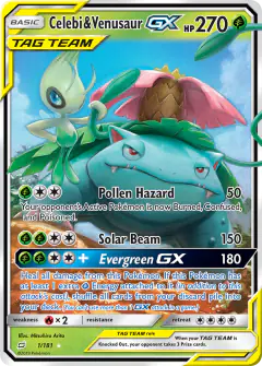 Celebi & Venusaur-GX 1/181 Rare Holo GX card from Team Up