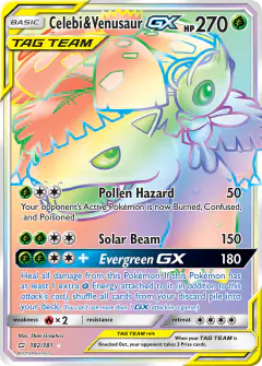 Celebi & Venusaur-GX 182/181 Rare Rainbow card from Team Up