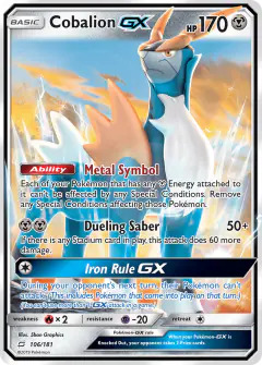 Cobalion-GX 106/181 Rare Holo GX card from Team Up