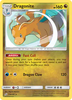 Dragonite 119/181 Rare Holo card from Team Up
