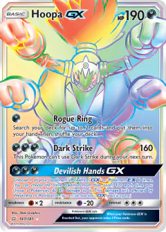 Hoopa-GX 187/181 Rare Rainbow card from Team Up