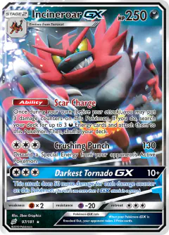 Incineroar-GX 97/181 Rare Holo GX card from Team Up