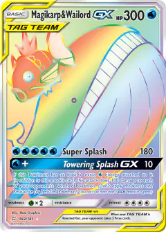 Magikarp & Wailord-GX 183/181 Rare Rainbow card from Team Up