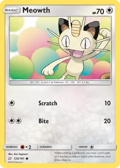 Meowth 125/181 Common card from Team Up