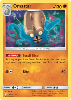 Omastar 76/181 Rare Holo card from Team Up