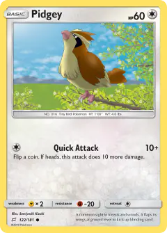 Pidgey 122/181 Common card from Team Up
