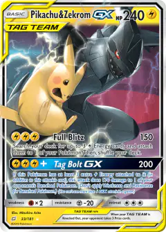 Pikachu & Zekrom-GX 33/181 Rare Holo GX card from Team Up