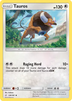 Tauros 129/181 Uncommon card from Team Up