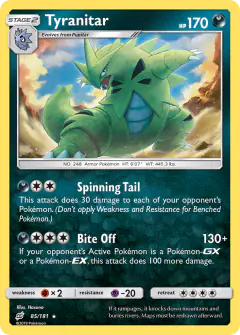 Tyranitar 85/181 Rare Holo card from Team Up