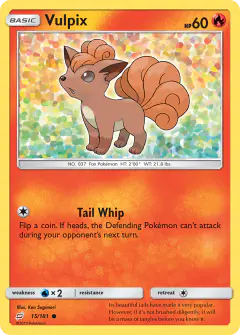 Vulpix 15/181 Common card from Team Up