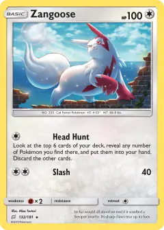 Zangoose 132/181 Rare Holo card from Team Up