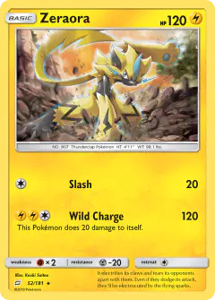 Zeraora 52/181 Rare Holo card from Team Up
