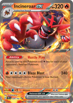 Incineroar ex 034/162 Double Rare card from Temporal Forces