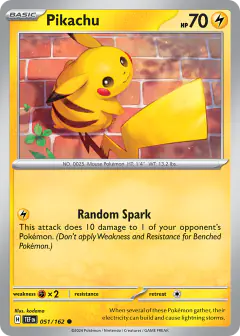 Pikachu 051/162 Common card from Temporal Forces