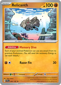 Relicanth 084/162 Rare card from Temporal Forces