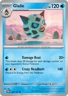 Glalie 052/167 Uncommon card from Twilight Masquerade