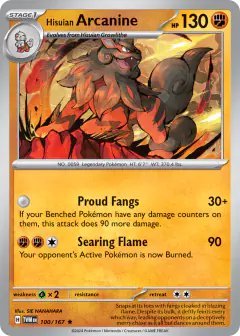 Hisuian Arcanine 100/167 Rare card from Twilight Masquerade