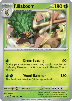 Rillaboom 016/167 Uncommon card from Twilight Masquerade