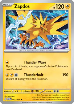 Zapdos 065/167 Rare card from Twilight Masquerade