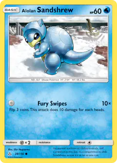 Alolan Sandshrew 28/156 Common card from Ultra Prism