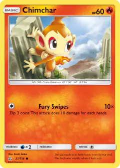 Chimchar 21/156 Common card from Ultra Prism