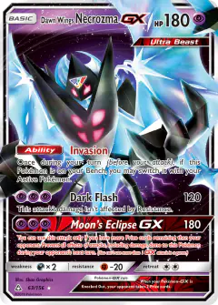 Dawn Wings Necrozma-GX 63/156 Rare Holo GX card from Ultra Prism