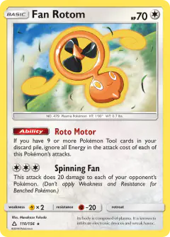 Fan Rotom 110/156 Rare card from Ultra Prism