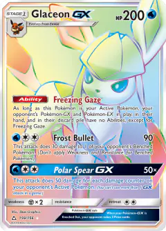 Glaceon-GX 159/156 Rare Rainbow card from Ultra Prism
