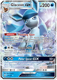 Glaceon-GX 39/156 Rare Holo GX card from Ultra Prism