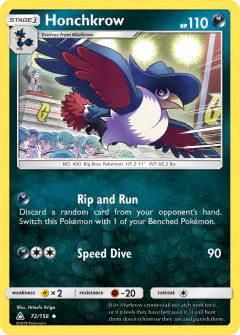 Honchkrow 72/156 Uncommon card from Ultra Prism