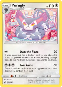 Purugly 109/156 Uncommon card from Ultra Prism