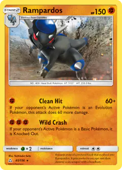 Rampardos 65/156 Rare Holo card from Ultra Prism