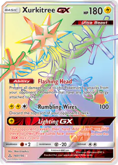 Xurkitree-GX 160/156 Rare Rainbow card from Ultra Prism