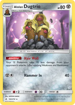 Alolan Dugtrio 122/214 Rare card from Unbroken Bonds