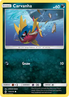 Carvanha 110/214 Common card from Unbroken Bonds