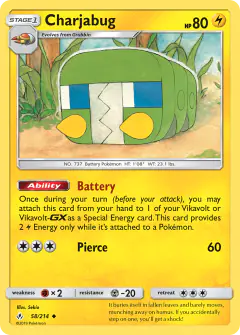 Charjabug 58/214 Uncommon card from Unbroken Bonds