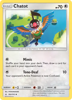 Chatot 162/214 Uncommon card from Unbroken Bonds