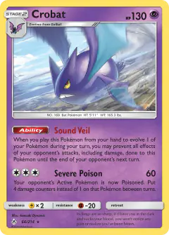 Crobat 66/214 Rare Holo card from Unbroken Bonds