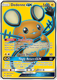 Dedenne-GX 195/214 Rare Ultra card from Unbroken Bonds