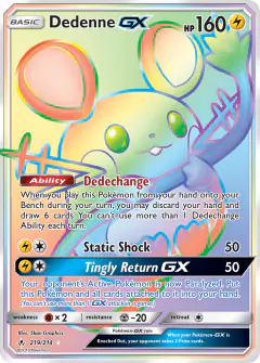Dedenne-GX 219/214 Rare Rainbow card from Unbroken Bonds