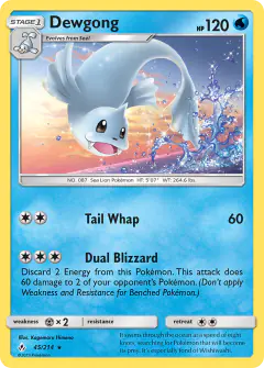 Dewgong 45/214 Rare card from Unbroken Bonds