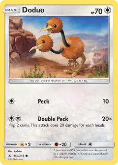 Doduo 150/214 Common card from Unbroken Bonds