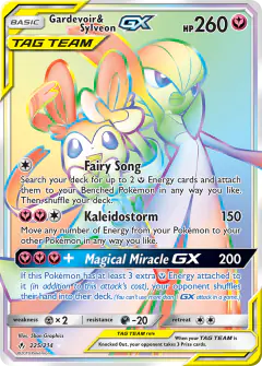Gardevoir & Sylveon-GX 225/214 Rare Rainbow card from Unbroken Bonds