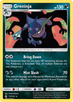 Greninja 117/214 Rare Holo card from Unbroken Bonds