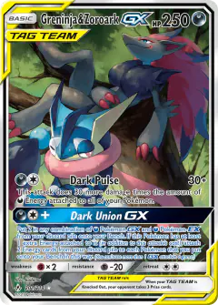 Greninja & Zoroark-GX 201/214 Rare Ultra card from Unbroken Bonds