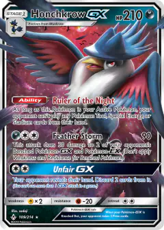 Honchkrow-GX 109/214 Rare Holo GX card from Unbroken Bonds